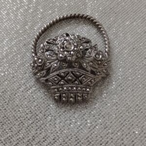 Vintage  marcasite flower basket pendant ss 925